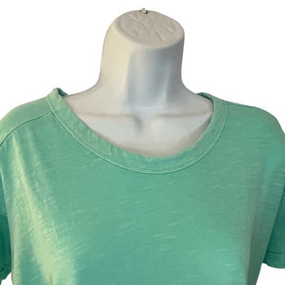 Pilcro Oversized Tee Shirt Green Cotton Slub Crew Neck High Low Hem Size XS - Picture 3 of 7
